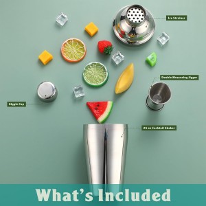 Umigy Cocktail Shaker Set Martini Shaker Bulk Stainless Steel Martini Mixer with Strainer and Double Measuring Jigger for Bar Party Home Use Wine Bar(18 Oz/ 550 ml,4 Packs)