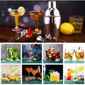 Umigy Cocktail Shaker Set Martini Shaker Bulk Stainless Steel Martini Mixer with Strainer and Double Measuring Jigger for Bar Party Home Use Wine Bar(18 Oz/ 550 ml,4 Packs)
