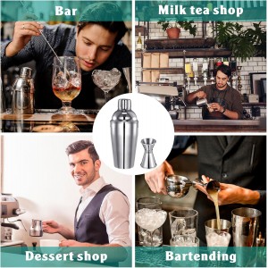 Umigy Cocktail Shaker Set Martini Shaker Bulk Stainless Steel Martini Mixer with Strainer and Double Measuring Jigger for Bar Party Home Use Wine Bar(18 Oz/ 550 ml,4 Packs)