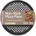 Non-Stick Pizza Pan with Holes - 13-Inch Perforated Pizza Crisper Carbon Steel Pizza Pan - 1 Round Pizza Trays PFOA PFOS and PTFE Free