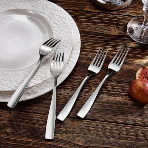 KEAWELL Premium 4-Piece Louis Salad Fork, 18/10 Stainless Steel, Set of 4, Fine Fork Set with Squared Edge, Dishwasher Safe (7.6 inches)