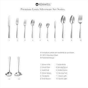 KEAWELL Premium 4-Piece Louis Salad Fork, 18/10 Stainless Steel, Set of 4, Fine Fork Set with Squared Edge, Dishwasher Safe (7.6 inches)