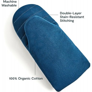 Caraway Oven Mitts - 100% Organic Cotton Oven Mitt - Double-Layer & Stain-Resistant Stitching - Safe Handling of Hot Kitchenware - Set of 2 - Navy