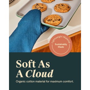 Caraway Oven Mitts - 100% Organic Cotton Oven Mitt - Double-Layer & Stain-Resistant Stitching - Safe Handling of Hot Kitchenware - Set of 2 - Navy