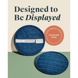 Caraway Pot Holders - 100% Organic Cotton Pot Holder - Double-Layer Stain Resistant Stitching - Resists High Heat & Low Cold Temperatures - Machine Washable - Navy