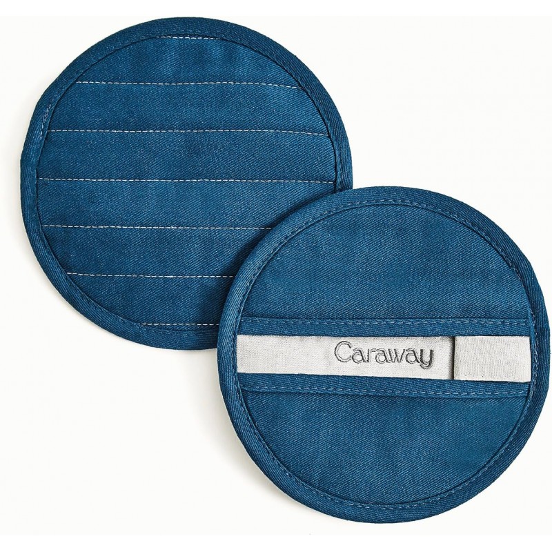 Caraway Pot Holders - 100% Organic Cotton Pot Holder - Double-Layer Stain Resistant Stitching - Resists High Heat & Low Cold Temperatures - Machine Washable - Navy