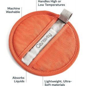 Caraway Pot Holders - 100% Organic Cotton Pot Holder - Double-Layer Stain Resistant Stitching - Resists High Heat & Low Cold Temperatures - Machine Washable - Perracotta