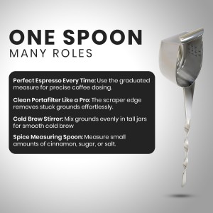 Rattleware Stainless Steel Spoon Twist – Coffee Scoop with Graduated Measure, Long Handled Espresso Spoon, Barista Tool, Coffee Bar Accessories, Measuring Tablespoon for Ground Coffee