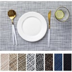 LEXMORE Placemats Set of 4 Vinyl/Plastic Woven Place Mats for Kitchen Table Indoor/Outdoor Washable Placemat Wipeable Dining Table Mats(Gray)