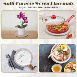 Mumufy 8 Pcs 7 Inch Cotton Trivets for Hot Dishes with Storage Basket Pot Holders Decorative Trivets for Hot Pots and Pans Pads Heat Resistant Plate Mat Table Protector for Kitchen Farmhouse Decor