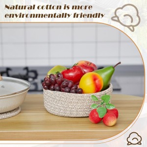 Mumufy 8 Pcs 7 Inch Cotton Trivets for Hot Dishes with Storage Basket Pot Holders Decorative Trivets for Hot Pots and Pans Pads Heat Resistant Plate Mat Table Protector for Kitchen Farmhouse Decor