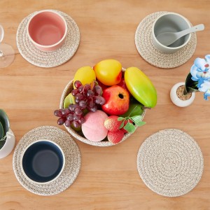 Mumufy 8 Pcs 7 Inch Cotton Trivets for Hot Dishes with Storage Basket Pot Holders Decorative Trivets for Hot Pots and Pans Pads Heat Resistant Plate Mat Table Protector for Kitchen Farmhouse Decor