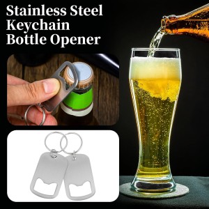 Ouligay 2Pcs Bottle Opener Keychain, Stainless Steel Flat Bottle Opener, Beer Bottle Cap Opener for Beverage Can, Bartender Bottle Opener for Bar Kitchen Restaurant Party Supplies Men Women
