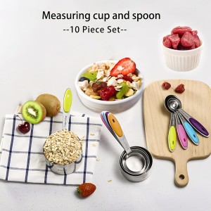 10 Pcs Measuring Cups and Spoons Set,Stackable Metal Measure Cup for Measuring Dry and Liquid Ingredients，Used Kitchen Dry Food, Cooking Baking Measurements