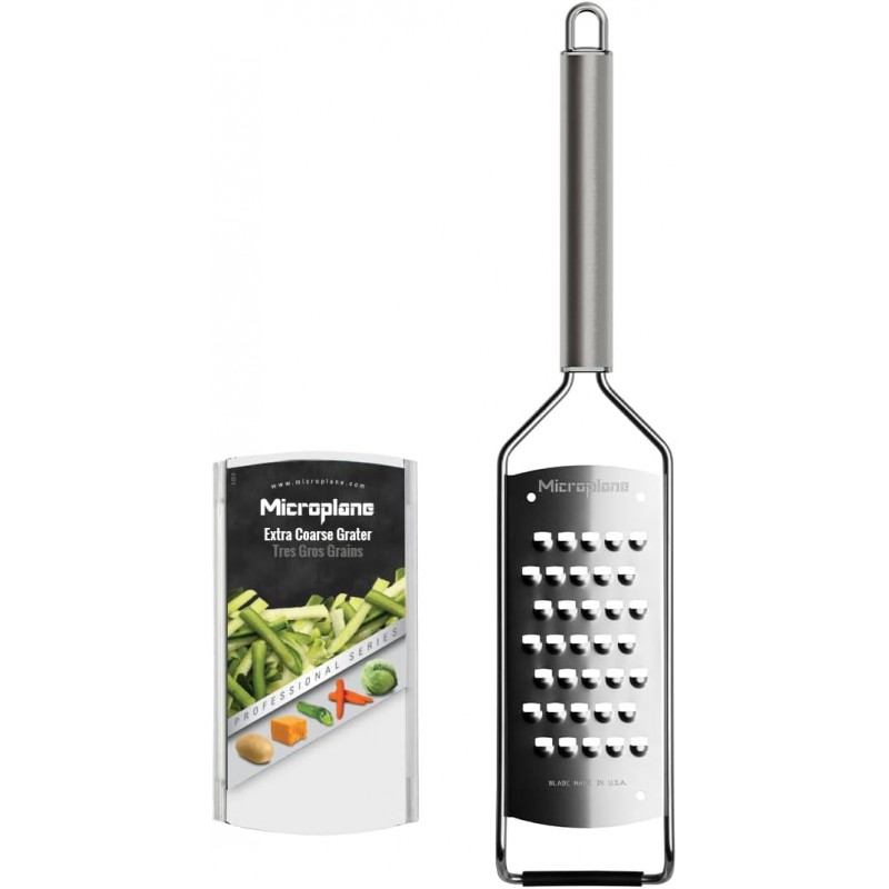 Microplane Professional Series Kitchen Grater new Extra Coarse for Potato, Zucchini, Carrot, Apple, Cabbage and Cheese with Stainless Steel Blades - Made in USA