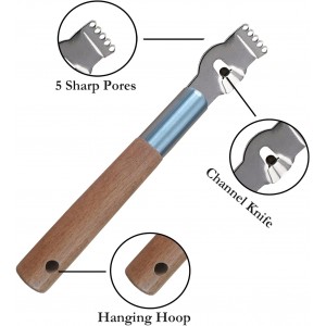 2Pcs Lemon Zester Tool Citrus Peeler Zester Grater with Handle Stainless Steel Fruit Grater Peeling Knife With Wooden Handle Multipurpose Kitchen Gadgets Bar Accessories