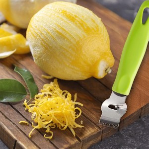 3Pcs Lemon Zester Tool Citrus Peeler Zester Grater with Plastic Handle Stainless Steel Fruit Grater Peeling Knife Multipurpose Kitchen Gadgets Bar Accessories