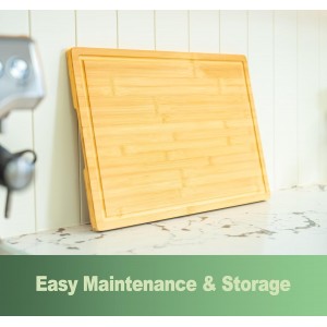 Bamboo Cutting Board for Kitchen, 18" Large Wood Charcuterie Cheese Board, Wooden Chopping Block with Side Handles and Juice Grooves