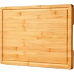 Bamboo Cutting Board for Kitchen, 18" Large Wood Charcuterie Cheese Board, Wooden Chopping Block with Side Handles and Juice Grooves