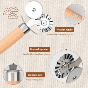 Pastry Cutter Double Wheel - Exquisite Wooden Handle, Perfect for Pasta, Pizza, Ravioli, Cookie -Cheese Slicers Enhance Your Culinary Artistry