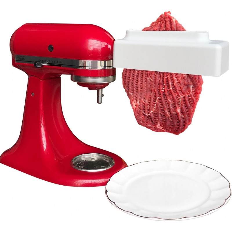 【PLUS】Meat Tenderizer for All KitchenAid Household Stand Mixers- Mixers Accesssories Attachment with Stainless Steel Gears, White【Improved Extended New Version】