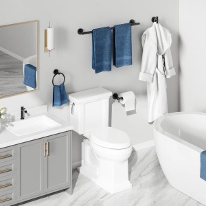 USHOWER Matte Black Bathroom Hardware Set, Modern 24-Inch Towel Bar Set Wall Mounted, Durable SUS304 Stainless Steel Bathroom Accessories Set, 4-Piece