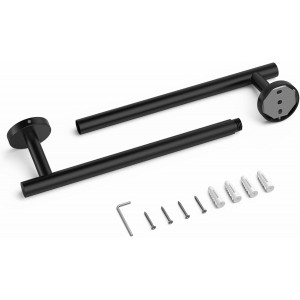 USHOWER Matte Black Bathroom Hardware Set, Modern 24-Inch Towel Bar Set Wall Mounted, Durable SUS304 Stainless Steel Bathroom Accessories Set, 4-Piece