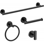 USHOWER Matte Black Bathroom Hardware Set, Modern 24-Inch Towel Bar Set Wall Mounted, Durable SUS304 Stainless Steel Bathroom Accessories Set, 4-Piece