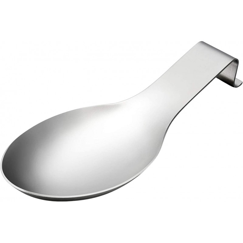Dependable Industries Inc. Essentials Brushed Finished Stainless Steel Spoon Rest Spatula Ladle Holder, Heavy Duty, Dishwasher Safe For Kitchen Stovetop (1)