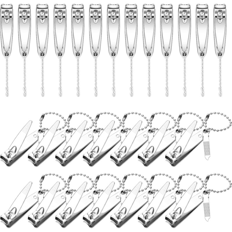 Mudder 28 Pcs Fingernail Nail Clippers Bulk Stainless Steel Toenail Clippers Thick Portable Travel Manicure Kit for Men and Women(Multifunctional Style)