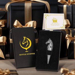 Horse Head Wine Stopper, Horse Wine Gifts Birthday Gifts for Men Women, Bottle Stoppers for Wine Champagne, Dark Silver with Gift Box