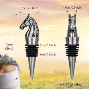 Horse Head Wine Stopper, Horse Wine Gifts Birthday Gifts for Men Women, Bottle Stoppers for Wine Champagne, Dark Silver with Gift Box