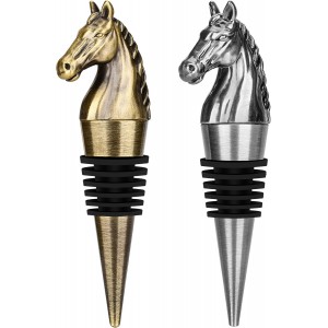 Horse Head Wine Stopper, Horse Wine Gifts Birthday Gifts for Men Women, Bottle Stoppers for Wine Champagne, Dark Silver with Gift Box