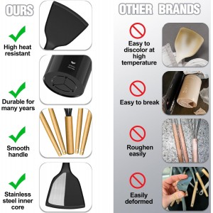 Kitchen Utensils Set- 34PCS Silicone Cooking Utensil with Holder, Umite Chef Heat Resistant Kitchen Spatula Set for Nonstick Cookware, Black Wooden Handles Kitchen Gadgets Tools Set