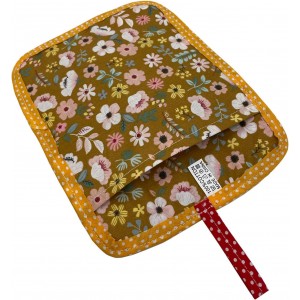 2Pcs Beautiful Cotton Pot Holders for Kitchen, 100% Cotton Fabric Handmade Patchwork Table Mats Set, Heat Resistant Mat Pads with Pocket and Hanging Loop, Potholder Teapot Mitts Washable