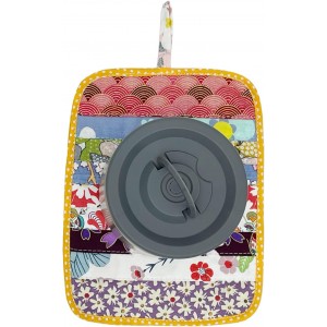 2Pcs Beautiful Cotton Pot Holders for Kitchen, 100% Cotton Fabric Handmade Patchwork Table Mats Set, Heat Resistant Mat Pads with Pocket and Hanging Loop, Potholder Teapot Mitts Washable