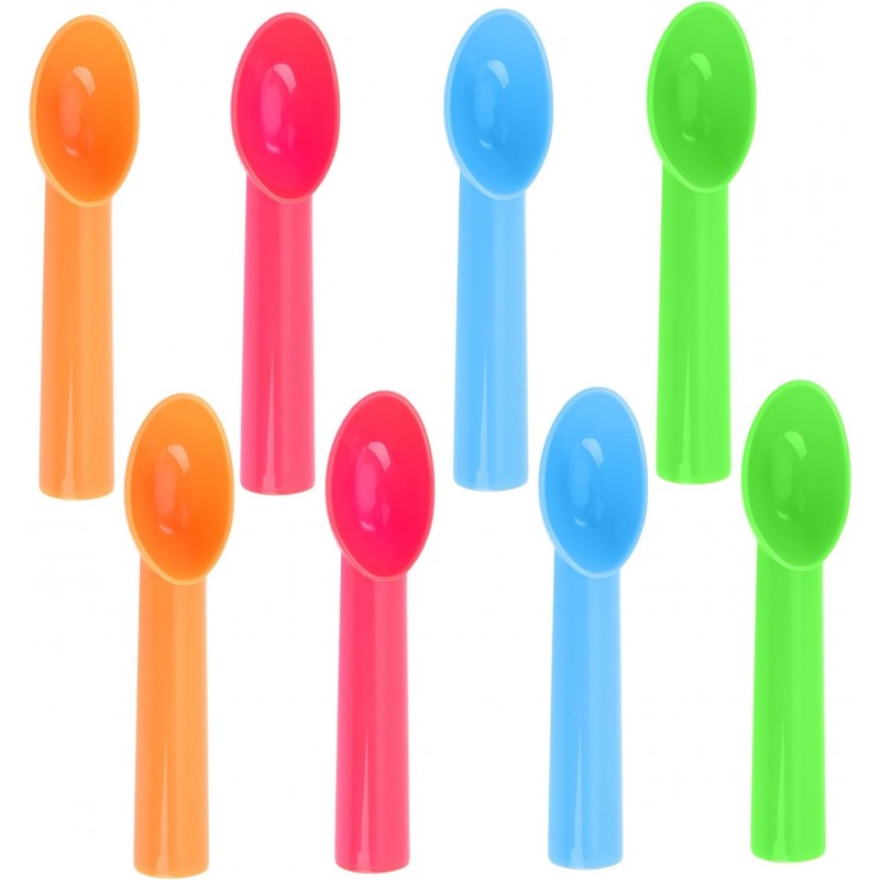 8 Pack Plastic Ice Cream Scoop Nonstick Ice Cream Spoon with Comfort Handle for Ice Cream Fruit Yogurt Potato Meat Balls Rice Dishes - Assorted Color