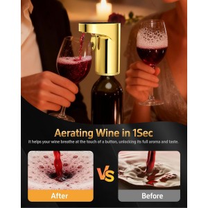 5-in-1 Electric Wine Decanter & Smart Liquor Dispenser - Easter Party Essential | Automatic Aerator with 1-999ml Precision Dosing | Easter Gift for Wine Lovers, Whiskey Enthusiasts & Hosts(Gold)