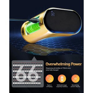 5-in-1 Electric Wine Decanter & Smart Liquor Dispenser - Easter Party Essential | Automatic Aerator with 1-999ml Precision Dosing | Easter Gift for Wine Lovers, Whiskey Enthusiasts & Hosts(Gold)