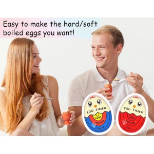 Lasubst Egg Timer that Goes in Water for Soft Medium Hard Boiled Eggs, 1 Red 1 Tricolor