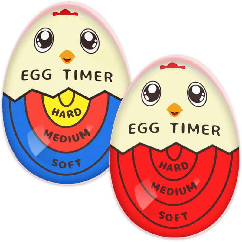 Lasubst Egg Timer that Goes in Water for Soft Medium Hard Boiled Eggs, 1 Red 1 Tricolor