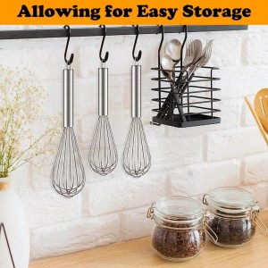 Polly Online Stainless Steel Whisk Set, 3 Packs Balloon Whisk for Cooking, Whisking, Blending (8
