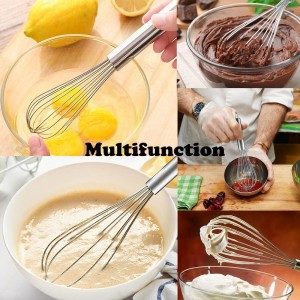 Polly Online Stainless Steel Whisk Set, 3 Packs Balloon Whisk for Cooking, Whisking, Blending (8