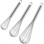 Polly Online Stainless Steel Whisk Set, 3 Packs Balloon Whisk for Cooking, Whisking, Blending (8