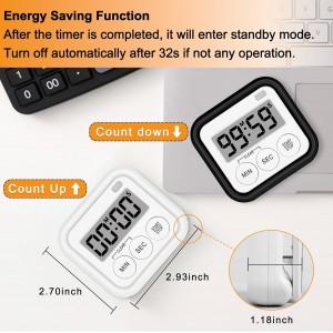 Timer, Kitchen Timers for Cooking Classroom Timer for Kids Teachers Magnetic Digital Timers 2 Pack, Black