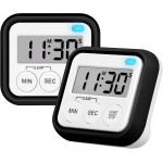 Timer, Kitchen Timers for Cooking Classroom Timer for Kids Teachers Magnetic Digital Timers 2 Pack, Black