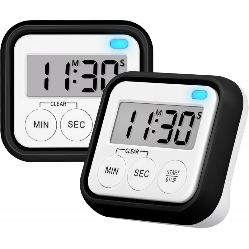 Timer, Kitchen Timers for Cooking Classroom Timer for Kids Teachers Magnetic Digital Timers 2 Pack, Black