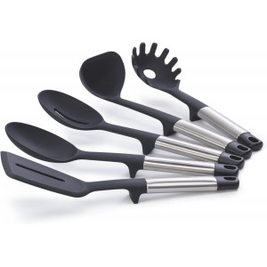 Joseph Joseph Elevate 5-piece Silicone Kitchen Utensils Carousel, BPA Free, Heat Resistant Non Stick Utensil Set, Weighted Stainless Steel Handles
