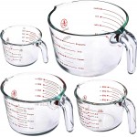 Le’raze Glass Measuring Cups Set of 4 – Heat-Resistant, Easy-Read Measurements, Ergonomic Handle & Pour Spout, Dishwasher Safe, Kitchen Bakeware Liquid Batter Mixing Bowls (1 cup, 2 cup, 4 cup, 8 Cup)
