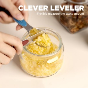 Pack of 8 Stainless Steel Magnetic Measuring Spoons Set, Dual Sided, Stackable, Adjustable Teaspoon and Tablespoon Measure Spoon with Leveler, Kitchen Gadgets